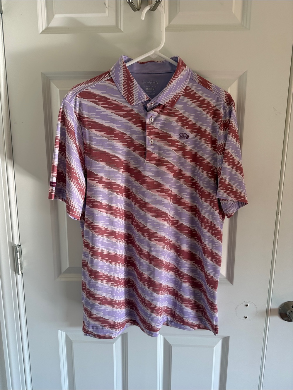 Good Good Golf Short Sleeve Break Polo Shirt - Lavender & Maroon Medium